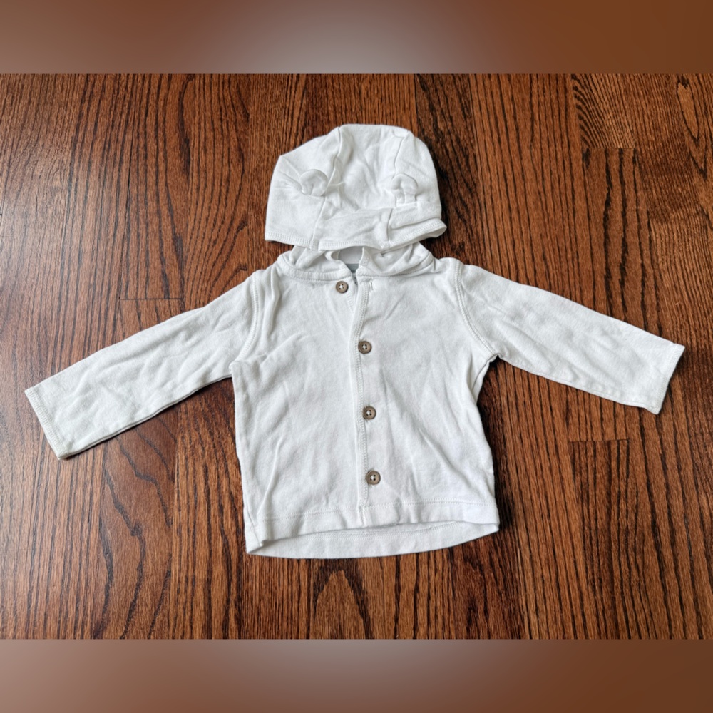 Carter's White Cotton Lightweight Baby Hoodie Sweater - Size 6 months